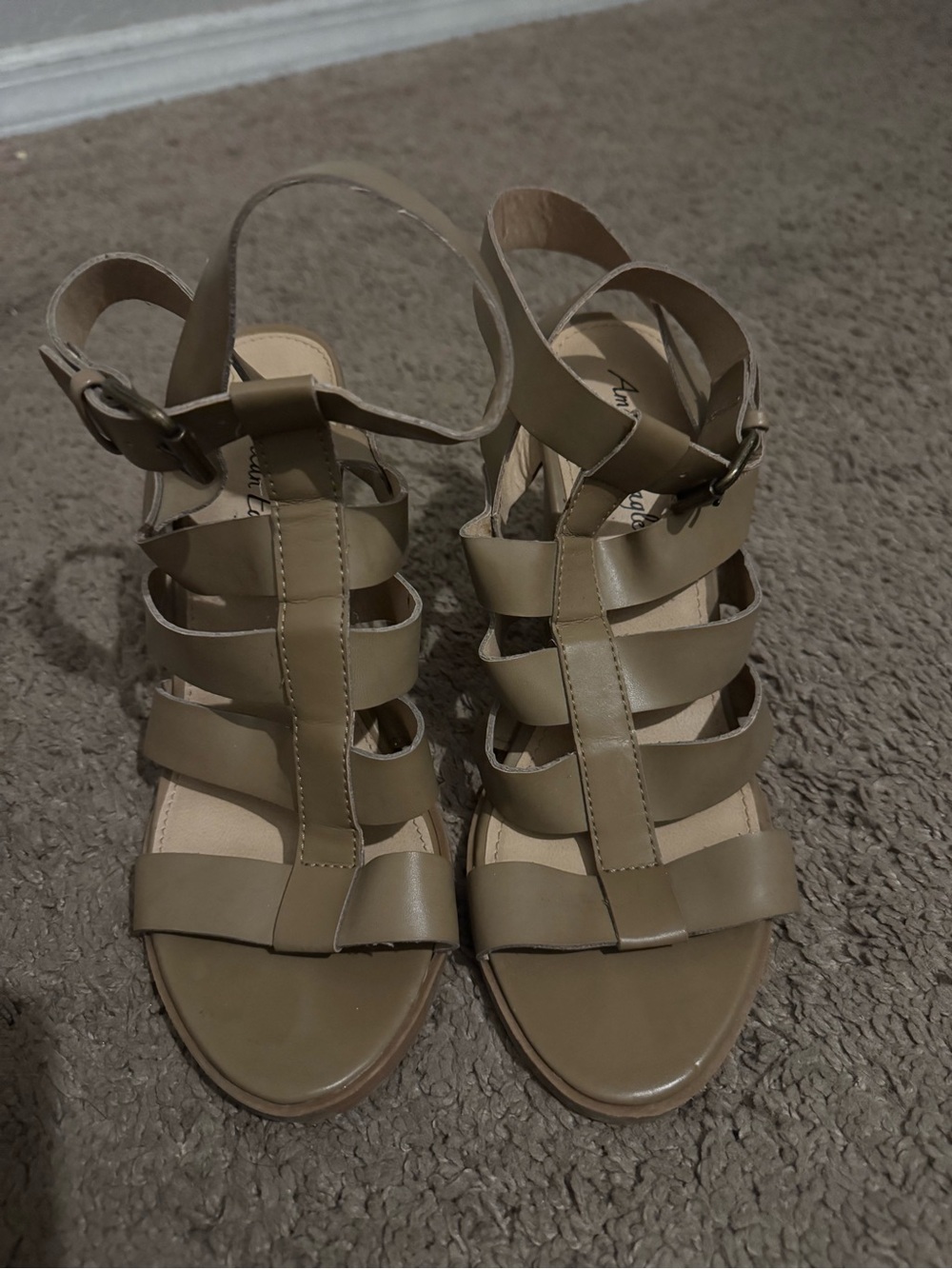 American Eagle Taupe Strappy Heels Women’s Size 9 UK 7 4” Heel Sandals